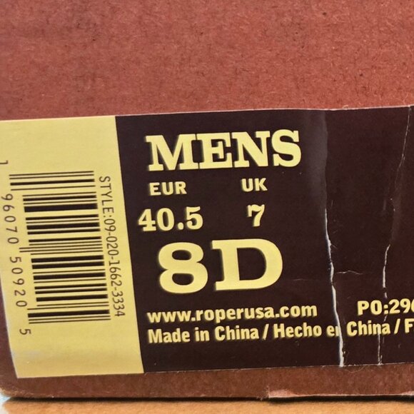 ROPER Men's Clearcut Slip On Casual Shoes  Size 8 Tumbled Brown 09-020-1662-3334 - Picture 12 of 14